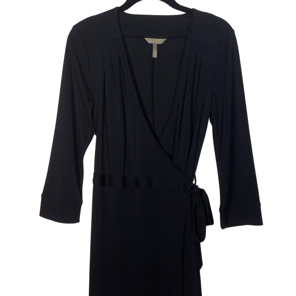 Old Navy Black Faux Wrap Midi Dress